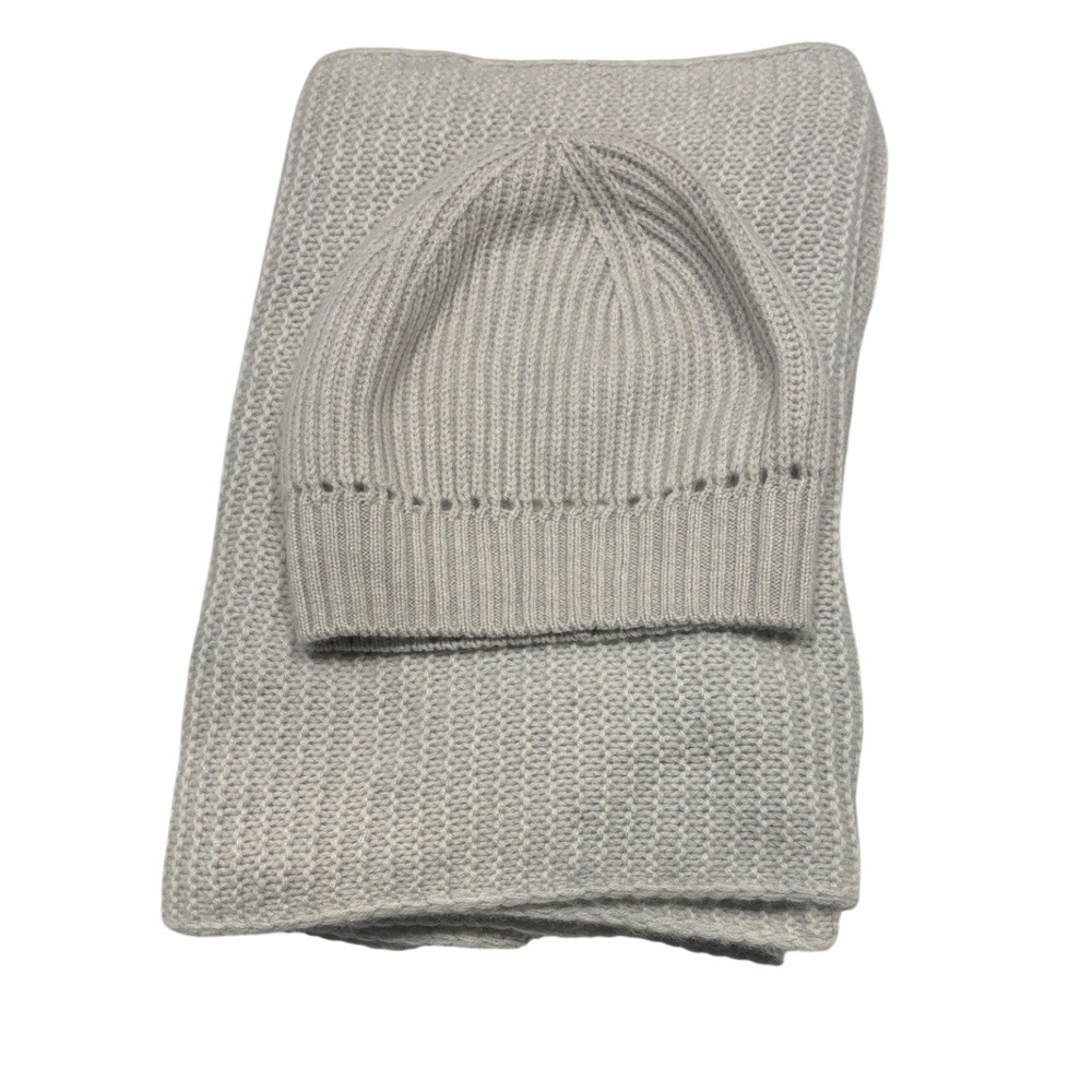J.Crew Collection 100% Cashmere‎ Beanie and Infinity Scarf Set Gray B5507 23161